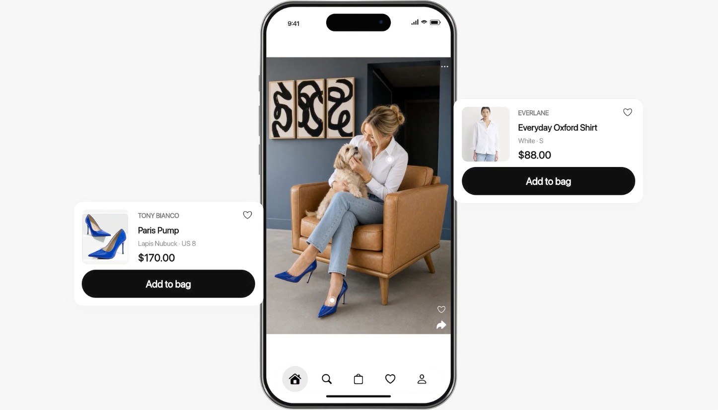 Scene app demo showing shoppable products in a generated scene
